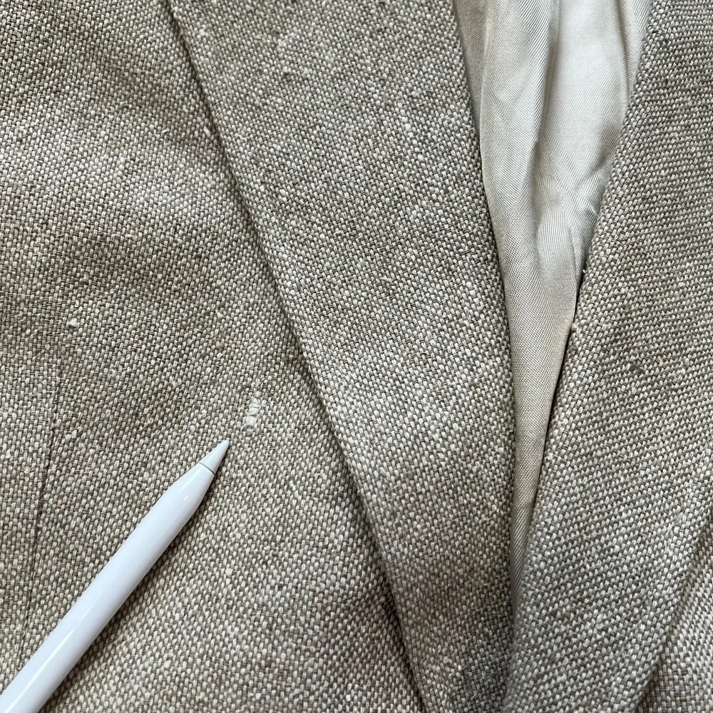 VTG 90s Lands' End Silk‎ Sport Coat Blazer Men 41R Beige Prep Coastal USA
